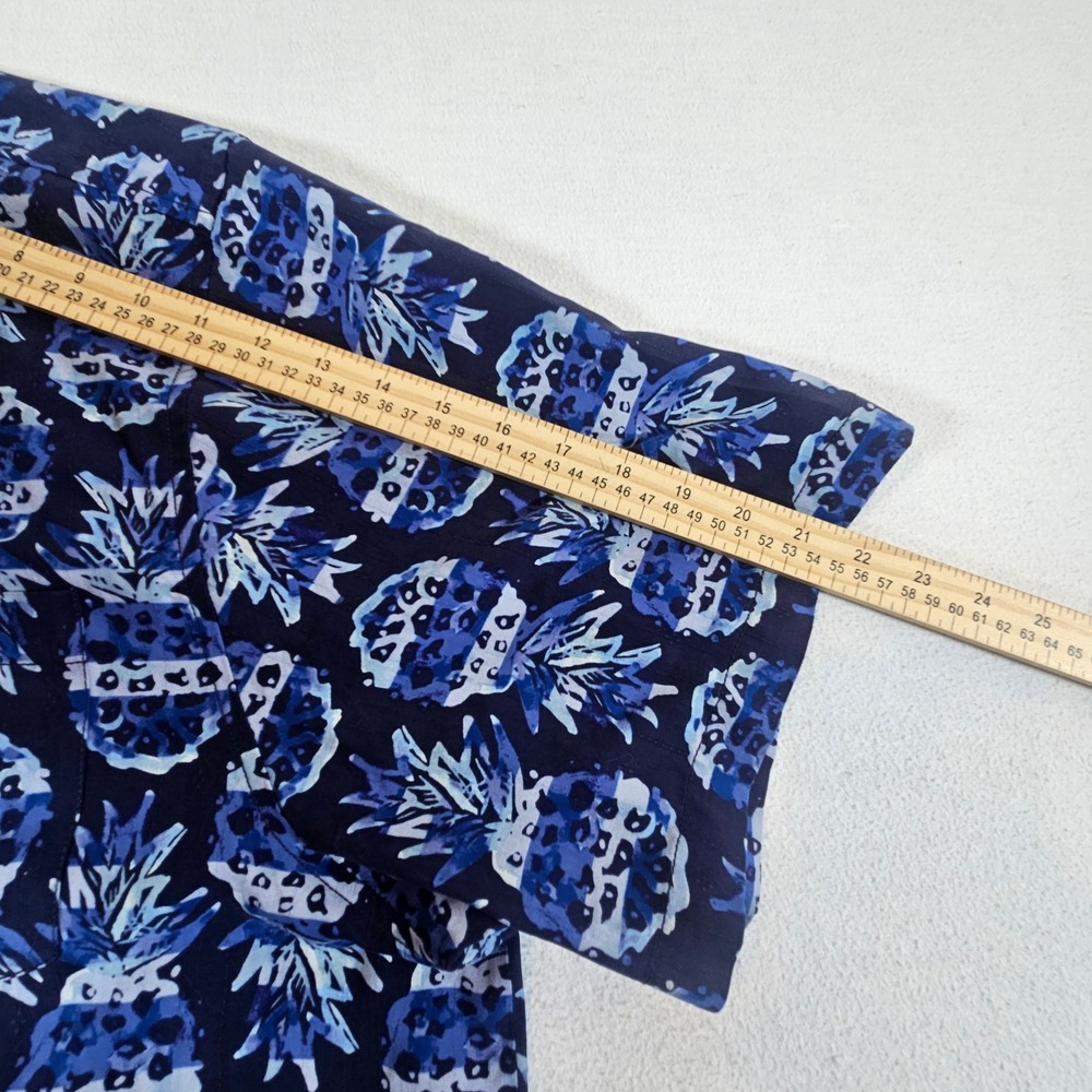 Tommy Bahama Button Down Shirt Mens XXL Blue Pineapple‎ Silk Short Sleeve - Picture 10 of 11